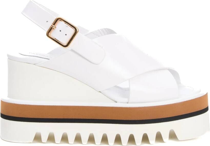 Paloma Barceló Witte leren hoge sleehak sandalen
