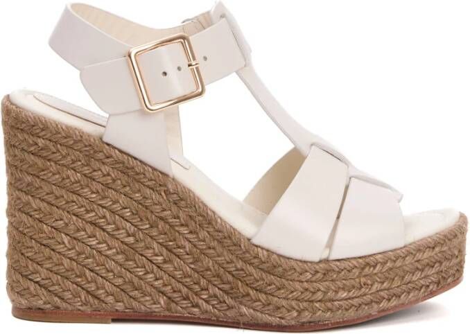 Paloma Barceló Witte Leren Sleehak Sandalen Ss25