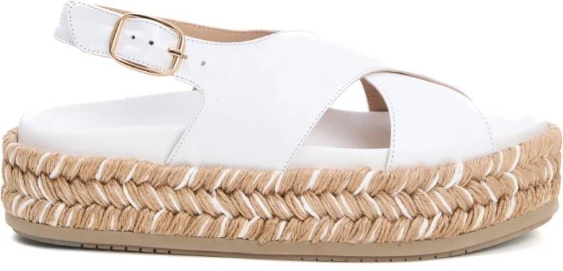 Paloma Barceló Witte sleehaksandalen met touwhak