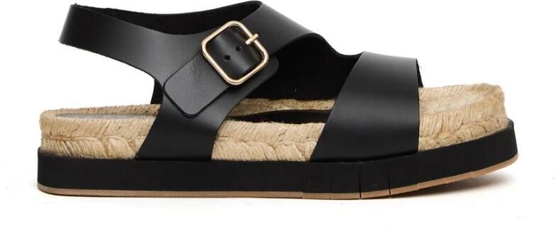 Paloma Barceló Zwarte leren platform sandalen
