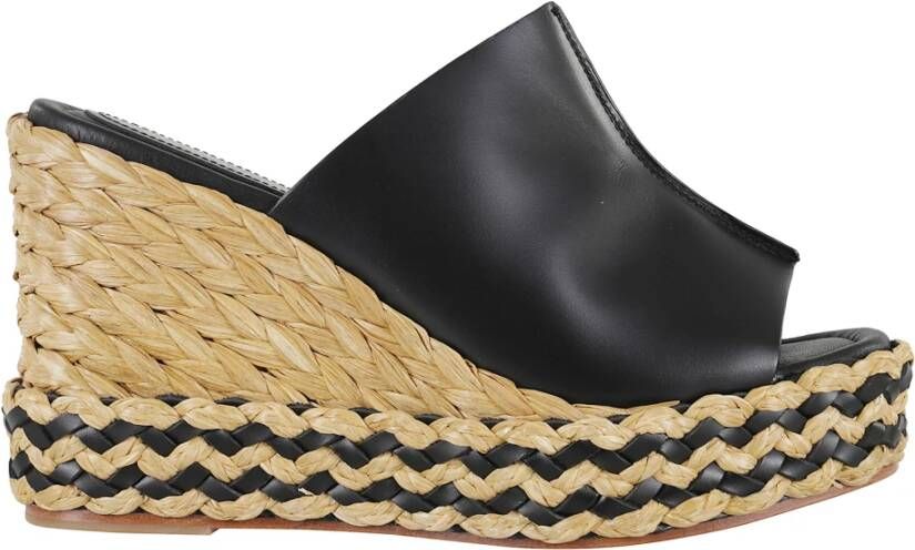 Paloma Barceló Zwarte leren platform sandalen Ivana