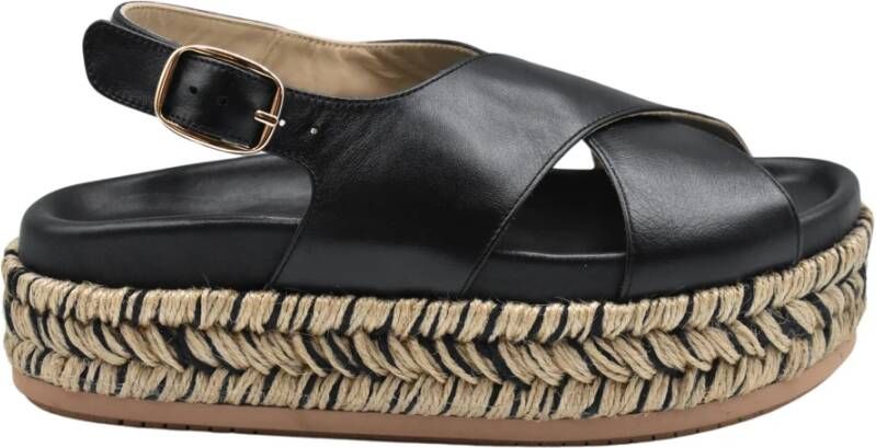 Paloma Barceló Zwarte Sleehak Espadrilles Enkelband Schoenen Black Dames