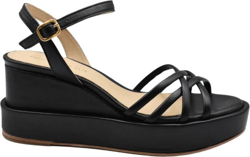 Paloma Barceló Zwarte Sleehak Sandalen met Bandjes Black Dames