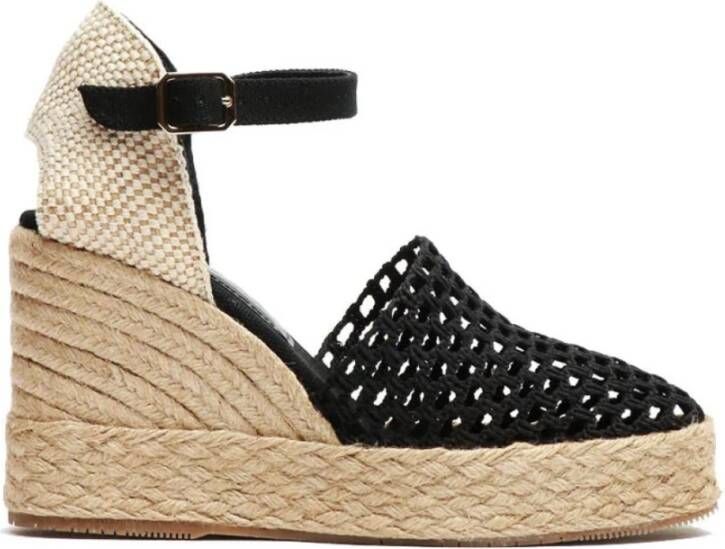 Paloma Barceló Zwarte stoffen sleehak sandalen met enkelband