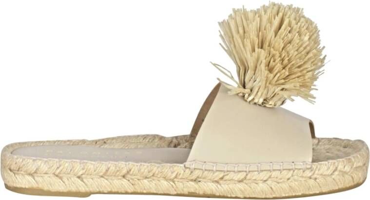 Palomitas by Paloma Barcelò Rafia platte sandalen met pom-pom