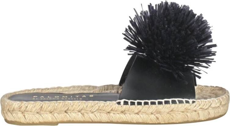Palomitas by Paloma Barcelò Rafia platte sandalen met pom-pom