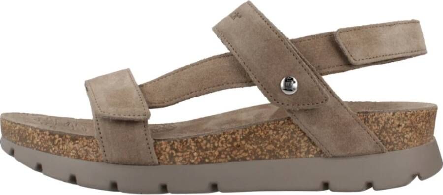 Panama Jack Platte Sandalen met Plakband Gray Dames