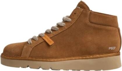 Panchic Beige Suède Enkellaarzen met Touwstijl Veters