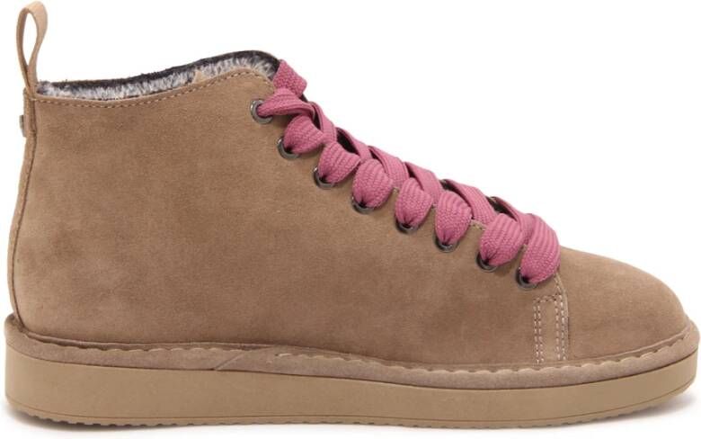 Panchic Beige Sneakers met Fuchsia Veters Beige Dames