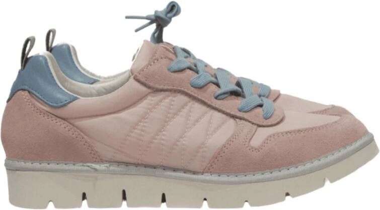 Panchic Grijze en Roze Nylon Suède Sneakers Pink Dames