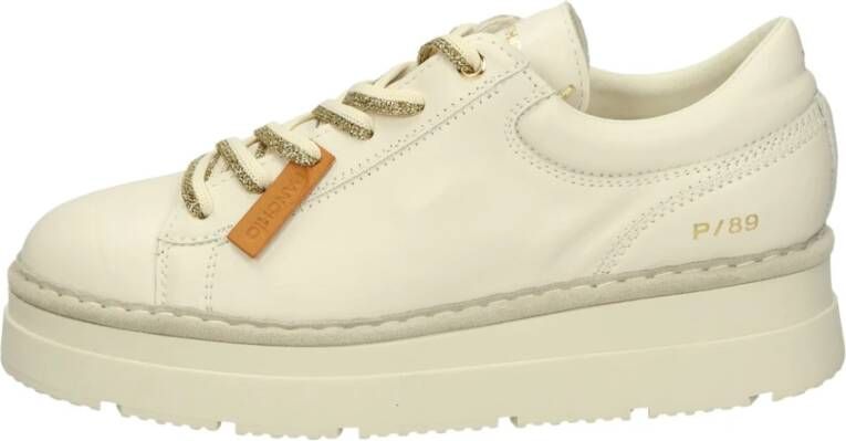 Panchic Ivory Leather Low-Top Sneakers