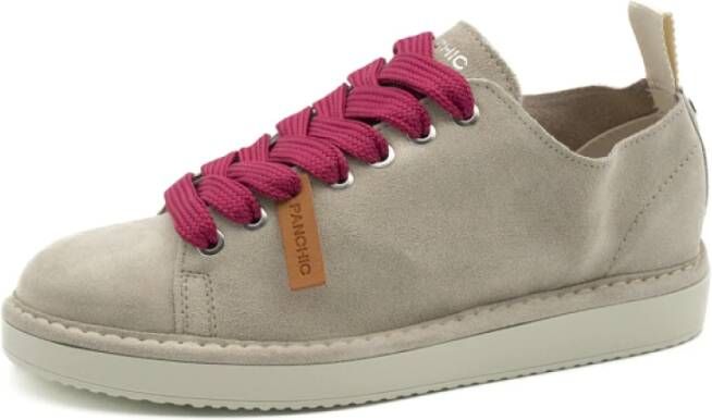 Panchic Veterschoenen in Mist Suede met Brede Fuchsia Veters Gray Dames