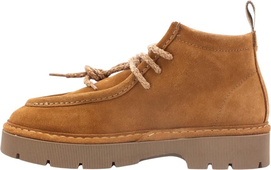 Panchic Bruine Suède Enkellaars met Wolvoering Brown Dames