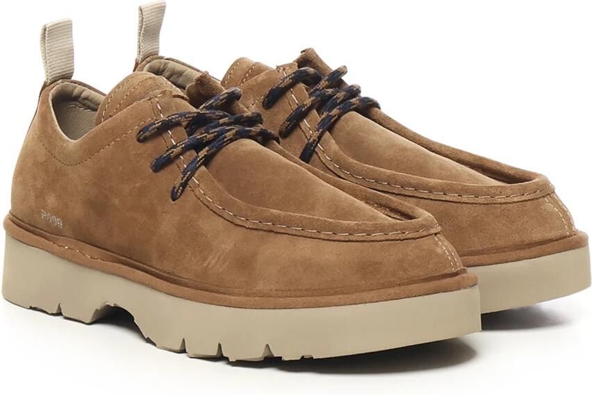 Panchic Platte veterschoenen in Brandy suède