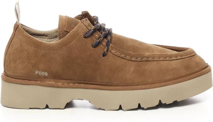 Panchic Platte veterschoenen in Brandy suède