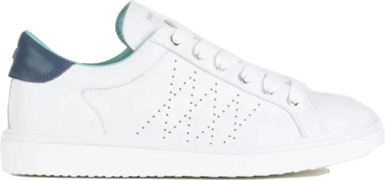 Panchic Witte leren sneakers met brede witte veters White Heren