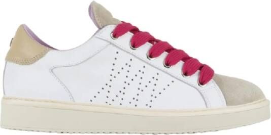 Panchic Witte Vetersneakers met Fuchsia Veters White Dames