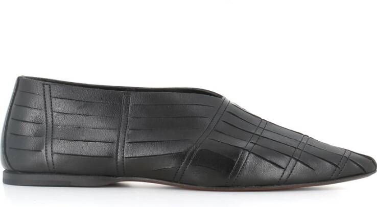 Pantanetti Zwarte leren ballerina schoenen