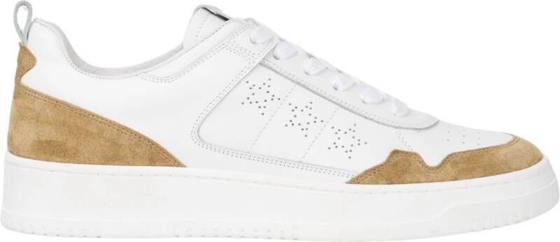 Pantofola D'Oro Witte leren sneaker met driesterrenlogo White Heren