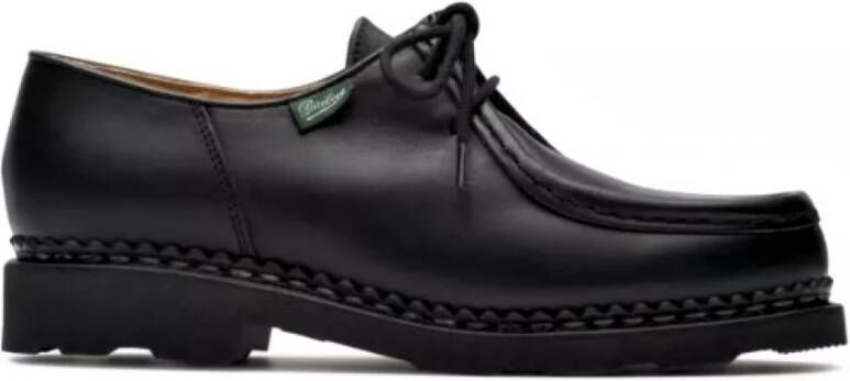 Paraboot Zwarte Leren Veterschoenen voor nen Black