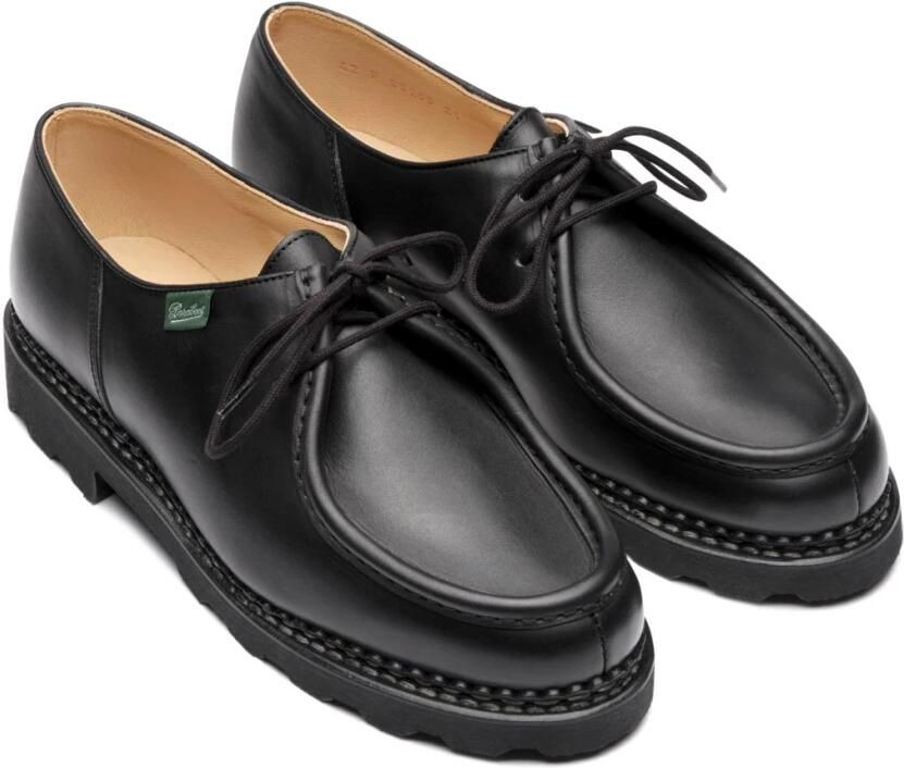 Paraboot Zwarte platte schoenen met zijlogo Black Heren
