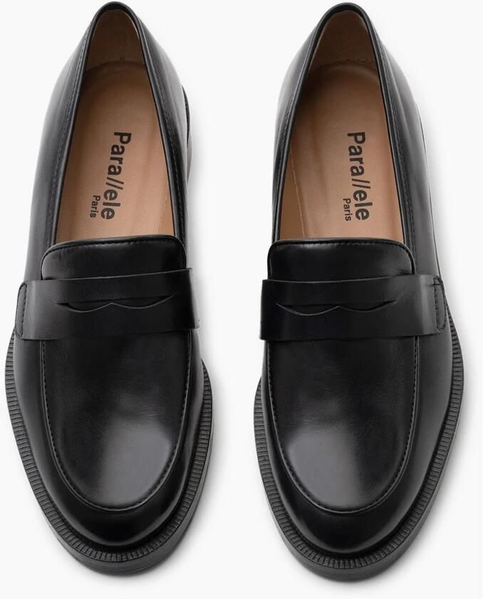 Parallele Zwarte Kalverenleren Mocassin Schoen Black Dames - Foto 3