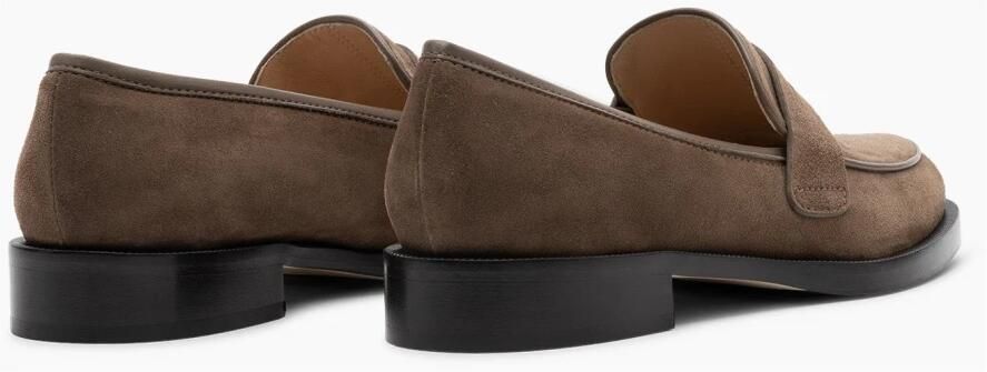 Parallele Taupe Suède Loafer met Bruine Leren Hak Brown Dames - Foto 5