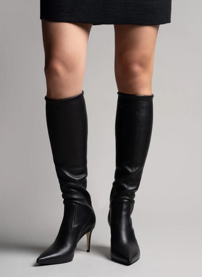Parallele Elegante Zwarte Leren Laars Carmen Black Dames - Foto 2