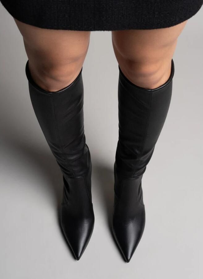 Parallele Elegante Zwarte Leren Laars Carmen Black Dames - Foto 3