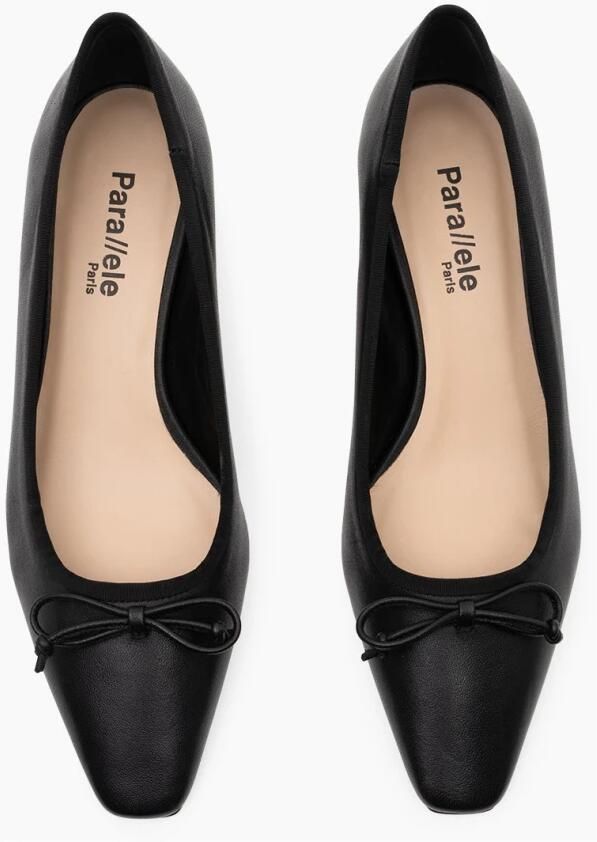 Parallele Zwarte Nappa Leren Ballet Flats Black Dames - Foto 3