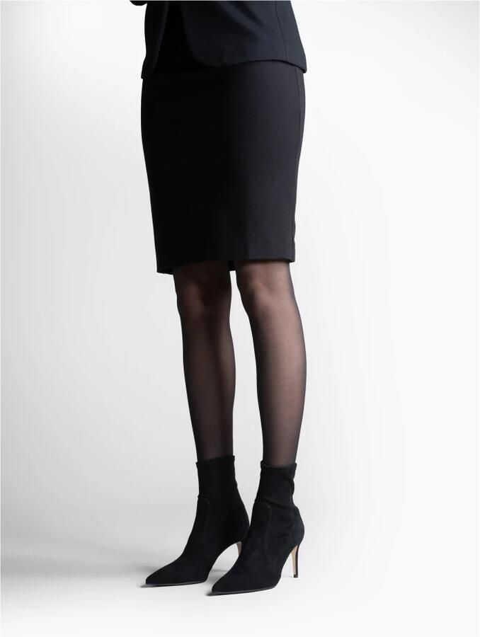 Parallele Zwarte Fluweel Puntige Enkellaars Black Dames - Foto 2