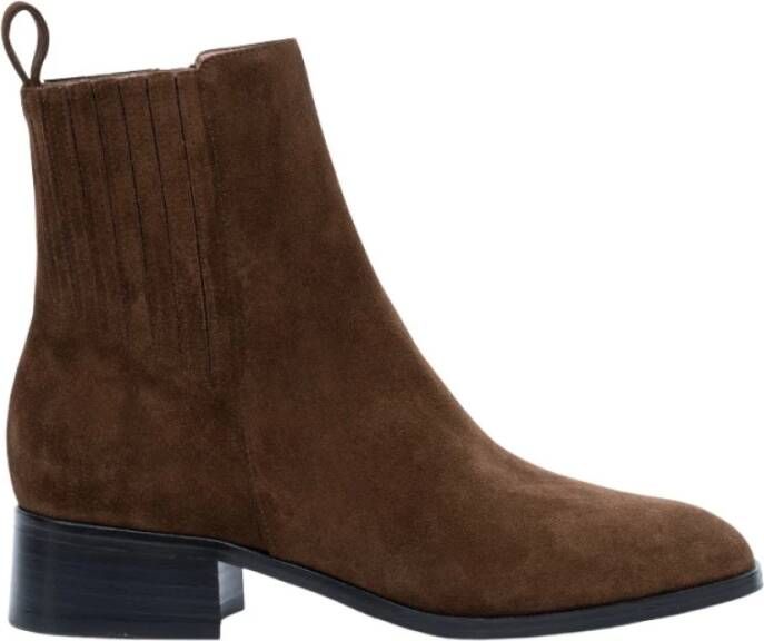 Parallele Elastische Chelsea-laars in Cognac Suède Brown Dames