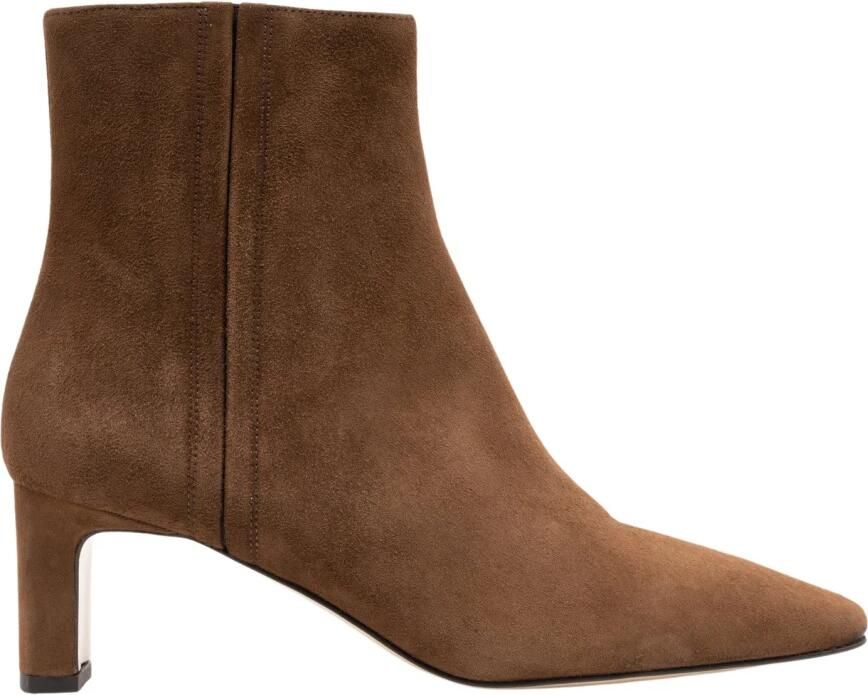 Parallele Suède enkellaars met vierkante neus Brown Dames