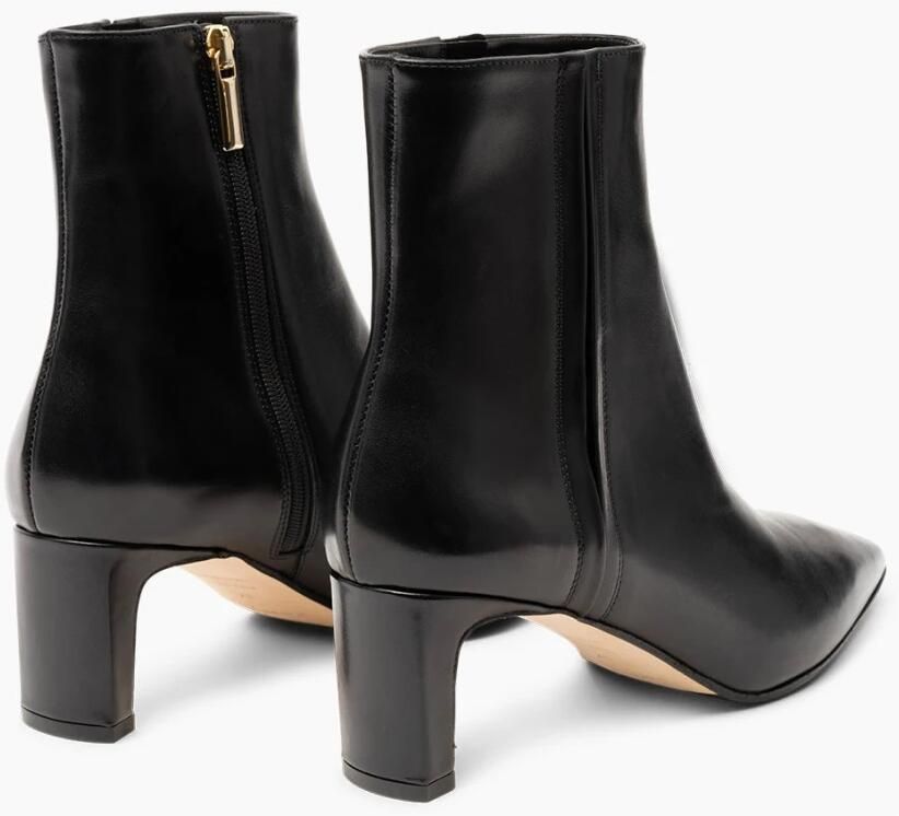 Parallele Zwarte leren enkellaars met vierkante neus Black Dames - Foto 3