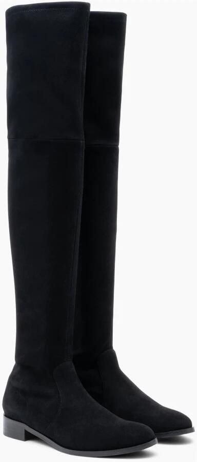 Parallele Zwarte Stretch Suède Overknee Laarzen Black Dames - Foto 5