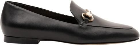 Parallele Zwarte Leren Mocassin Ornament Accessoire Black Dames