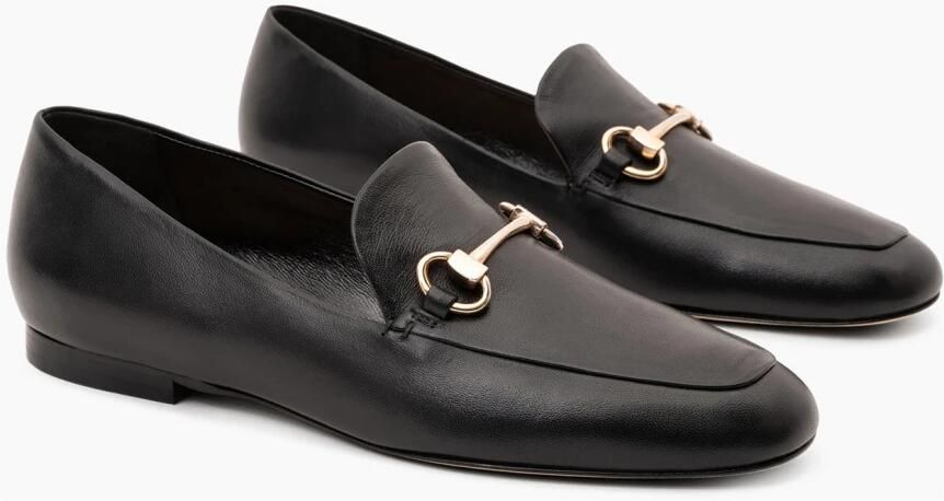 Parallele Zwarte Leren Mocassin Ornament Accessoire Black Dames - Foto 3