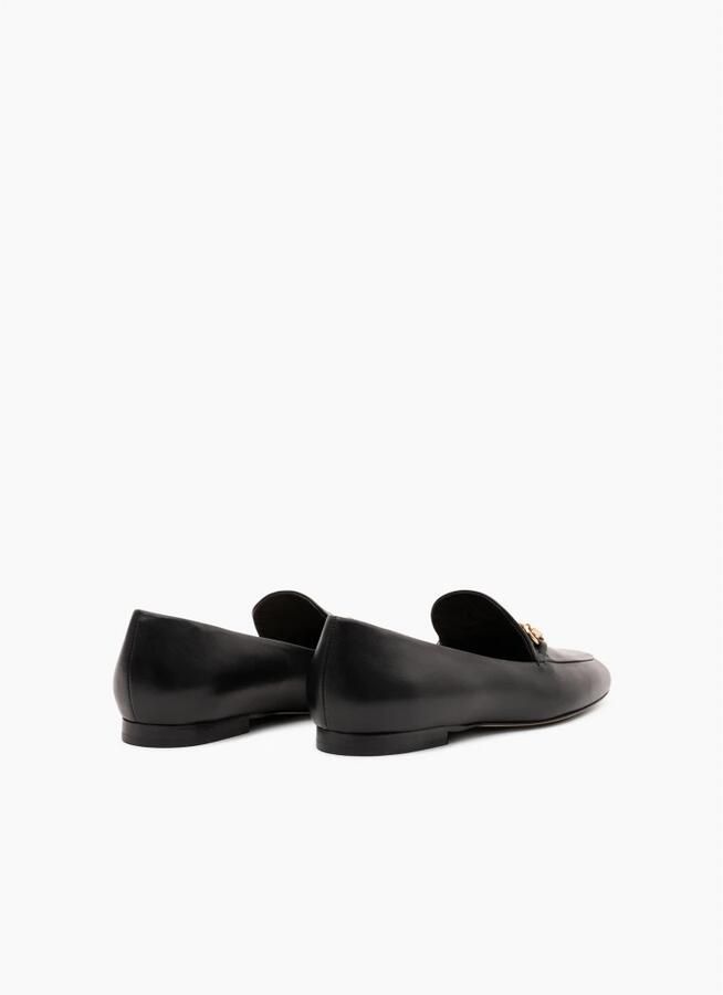 Parallele Zwarte Leren Mocassin Ornament Accessoire Black Dames - Foto 2