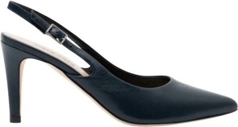 Parallele Marine Leren Slingback Hakken Blue Dames