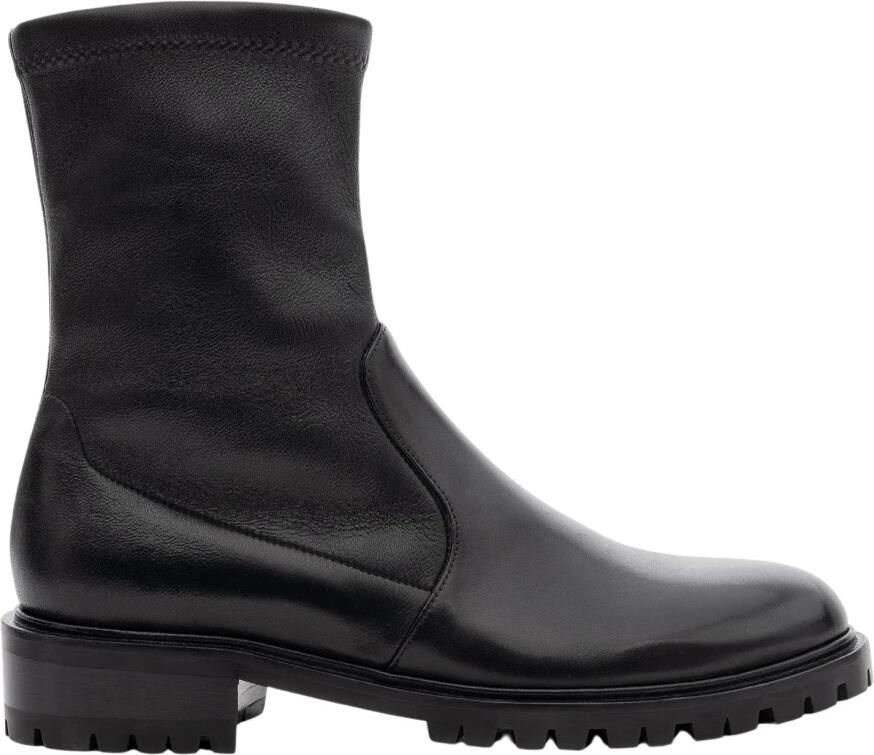 Parallele Zwarte leren enkellaars Black Dames