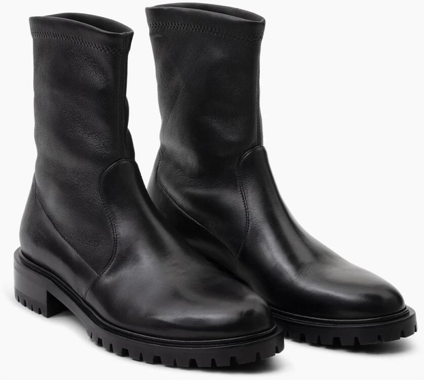 Parallele Zwarte leren enkellaars Black Dames - Foto 3