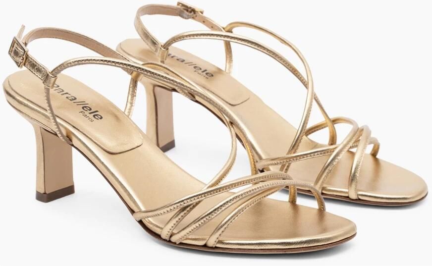Parallele Metallic Leren Sandaal Pilar Yellow Dames - Foto 3