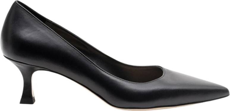 Parallele Zwarte leren puntige neus pomp Black Dames