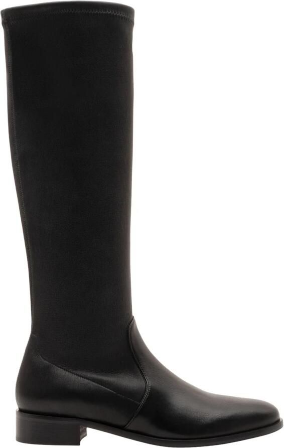 Parallele Zwarte Stretch Leren Platte Laars Black Dames