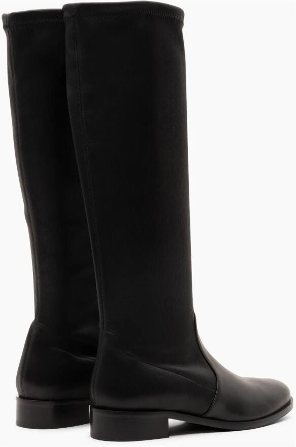 Parallele Zwarte Stretch Leren Platte Laars Black Dames - Foto 3