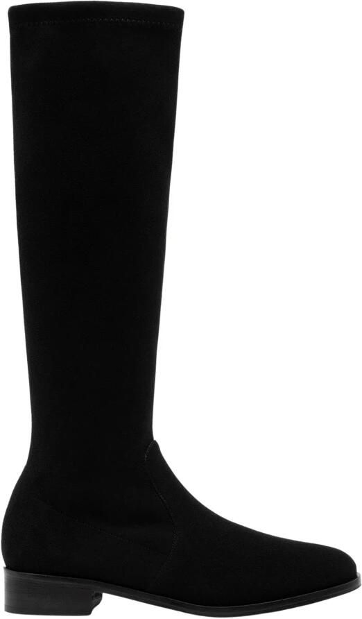 Parallele Zwarte Stretch Suède Platte Laars Black Dames