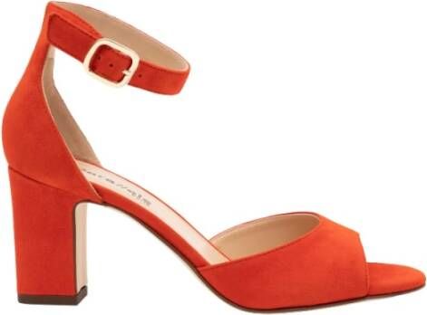 Parallele Rode Fluweel Minimalistische Sandaal Red Dames