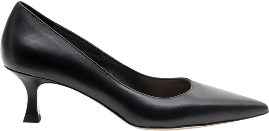 Parallele Zwarte leren puntige neus pomp Black Dames