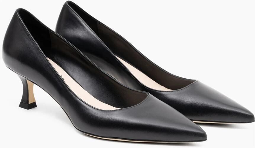 Parallele Zwarte leren puntige neus pomp Black Dames - Foto 3