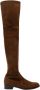 Parallele Stretch Suede Platte Over-de-knie Laarzen Brown Dames - Thumbnail 1